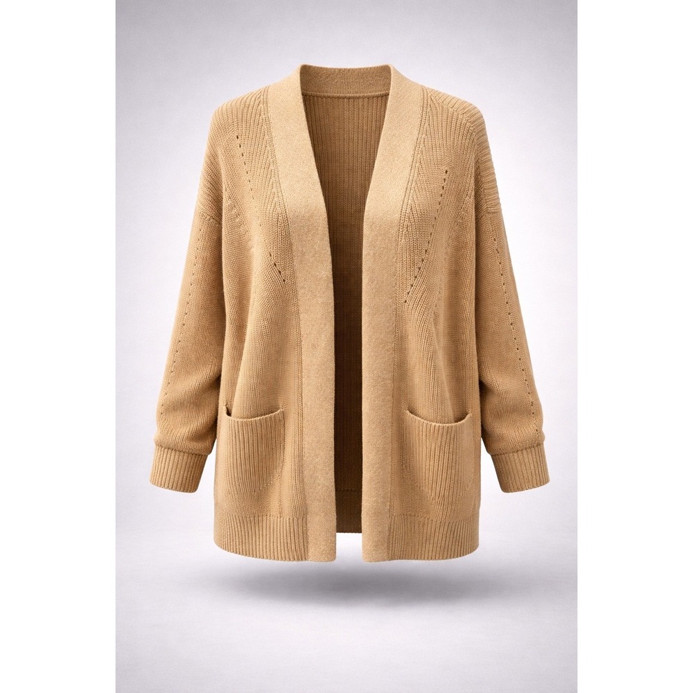 Universal‎ Thread Tan Open Front Shaker Cardigan Sweater Womens Small Pockets